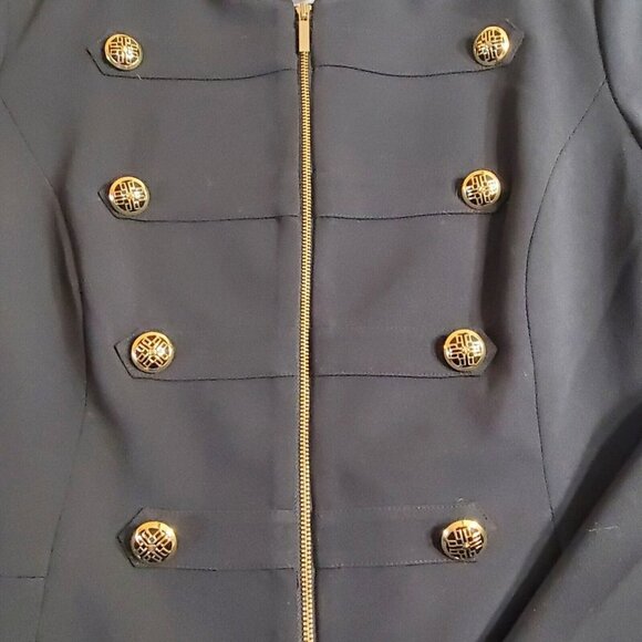 Dennis By Dennis Basso Black Womens Blazer With Gold accent Buttons Size Large - Picture 2 of 10